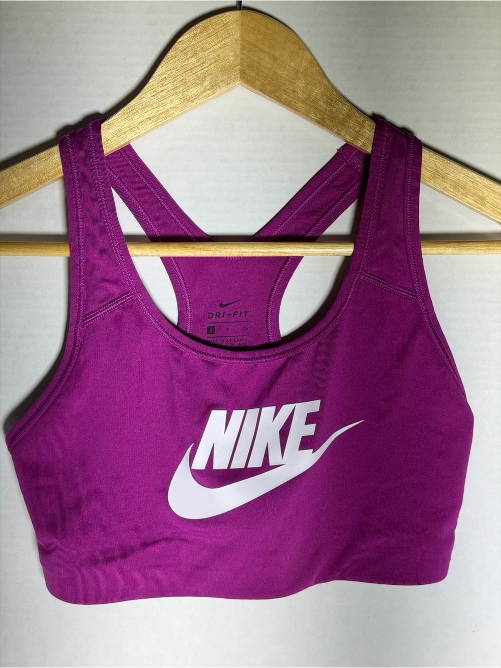 Nike Magenta Racerback Dri-FIT Sports Bra with White Logo